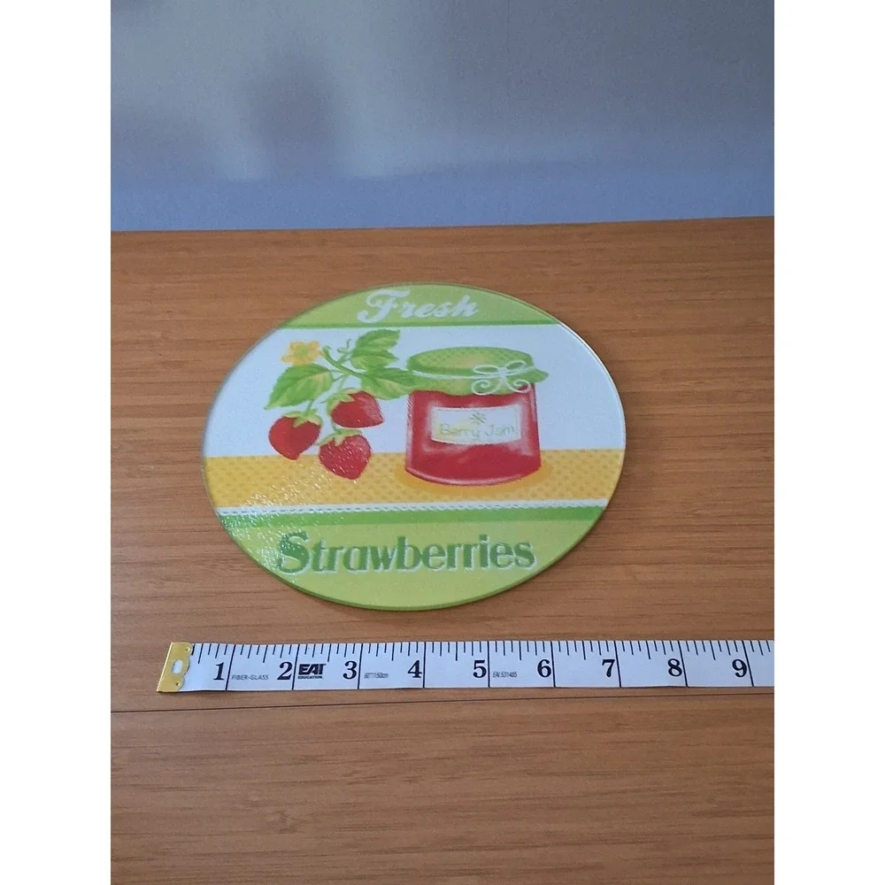 Vintage Glass Strawberry Trivet. Approx. 8